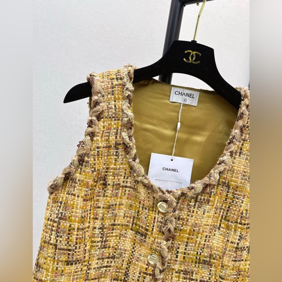 Chanel Mustard Tweed Mini Dress - Picture 5 of 9